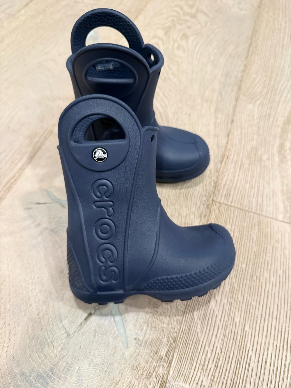 CROCS Kids Navy Pull-On Rain Boots with Handles